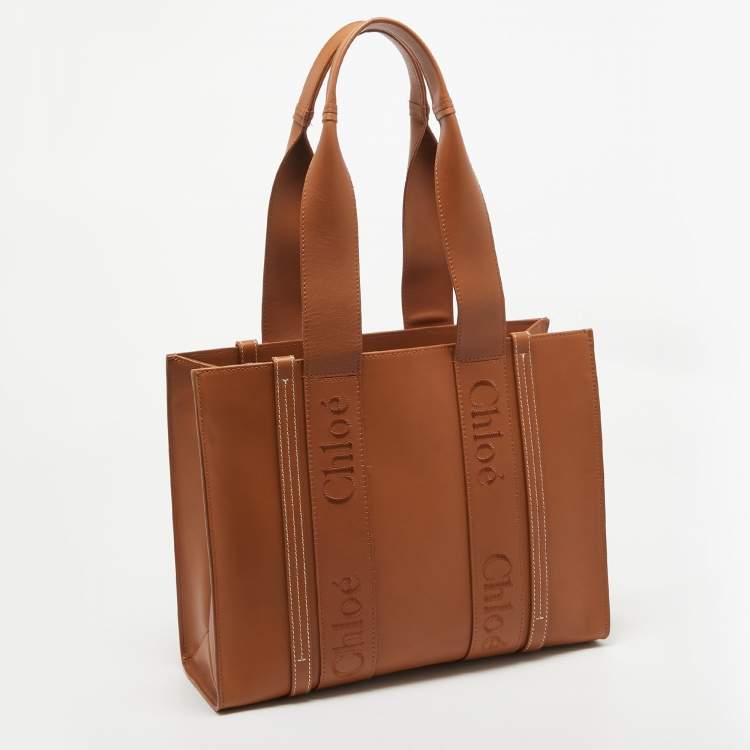 Pre Owned Chloe Caramel Leather Medium Woody Tote
