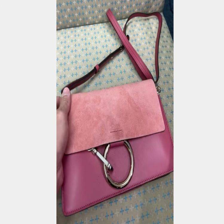 Pre Owned Chloe Light Pink Leather Suede Faye Shoulder Bag