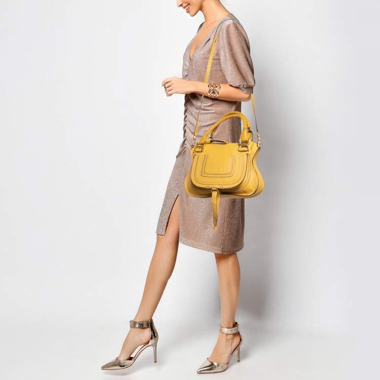 Pre Owned Chloé Yellow Leather Small Marcie Shoulder Bag