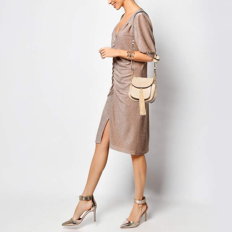 Pre Owned Chloe Pearl Beige Leather Mini Hudson Shoulder Bag