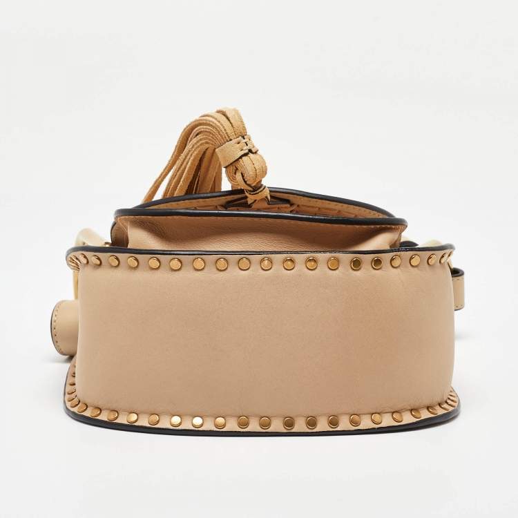 Pre Owned Chloe Pearl Beige Leather Mini Hudson Shoulder Bag
