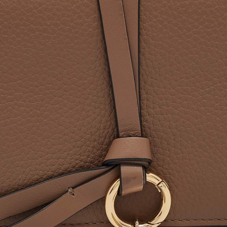 Pre Owned Chloe Brown Grained Leather Alphabet Flap Continental Wallet