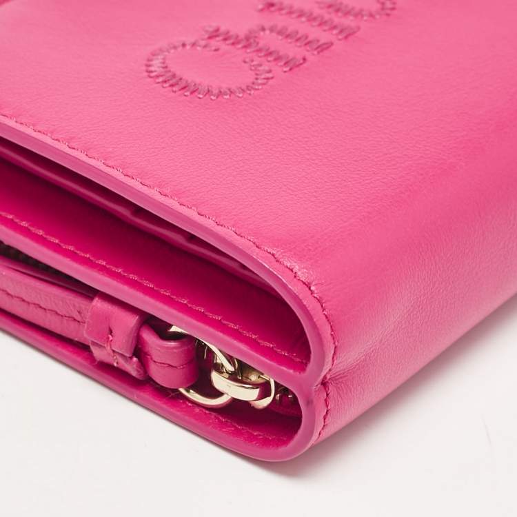 Pre Owned Chloé Fuchsia Leather Sense Compact Wallet