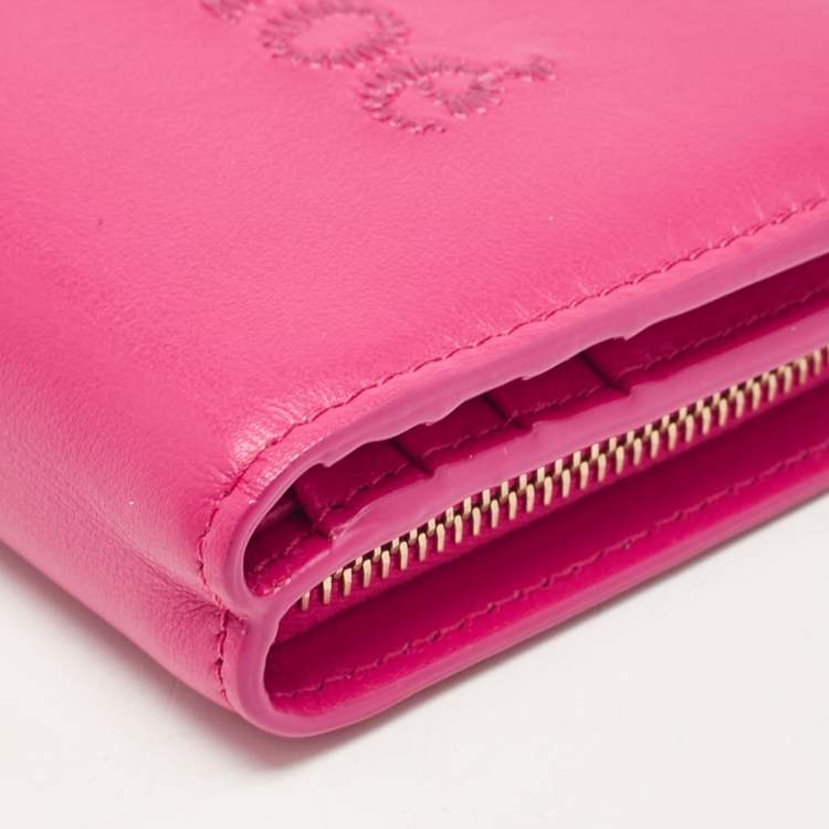 Pre Owned Chloé Fuchsia Leather Sense Compact Wallet