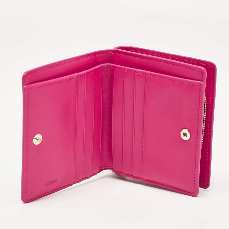 Pre Owned Chloé Fuchsia Leather Sense Compact Wallet
