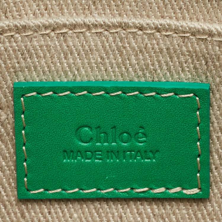 Pre Owned Chloe Green Leather Mini Woody Tote