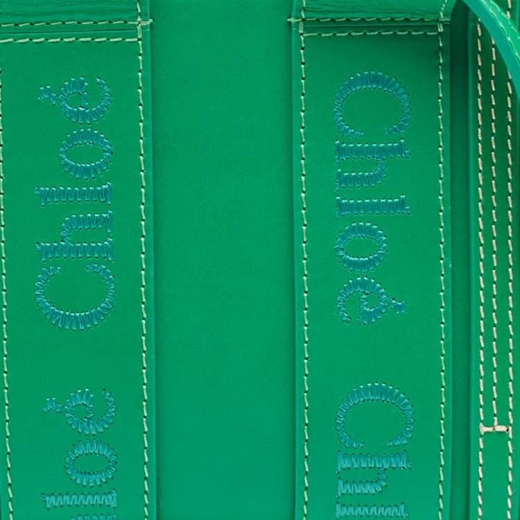 Pre Owned Chloe Green Leather Mini Woody Tote