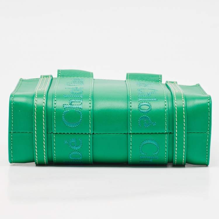 Pre Owned Chloe Green Leather Mini Woody Tote