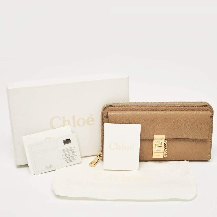 Pre Owned Chloe Beige Leather Drew Continental Wallet
