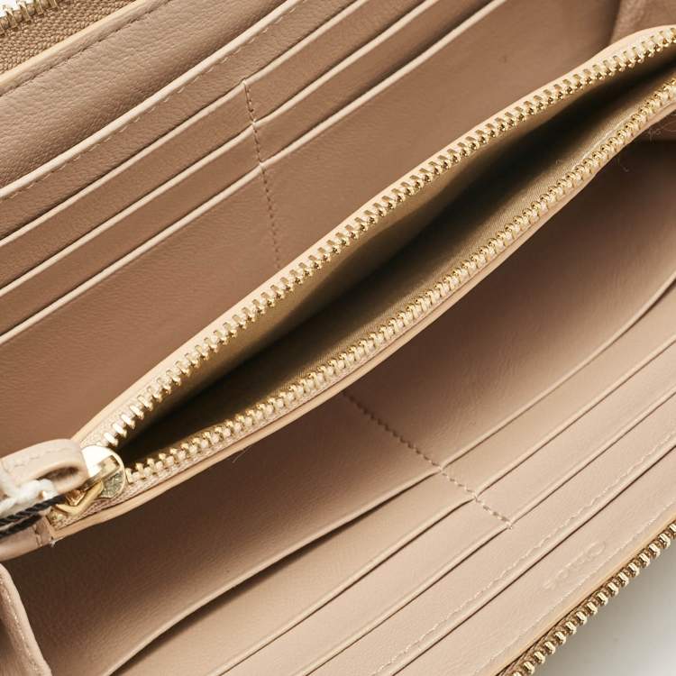 Pre Owned Chloe Beige Leather Drew Continental Wallet
