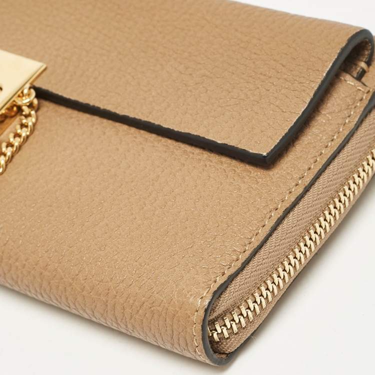 Pre Owned Chloe Beige Leather Drew Continental Wallet