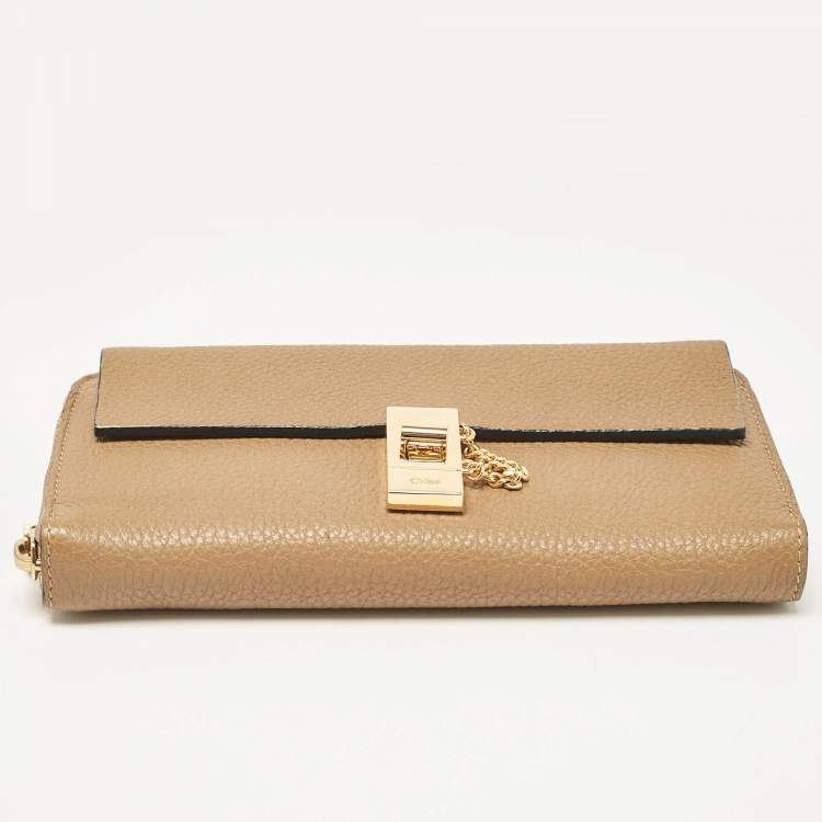 Pre Owned Chloe Beige Leather Drew Continental Wallet