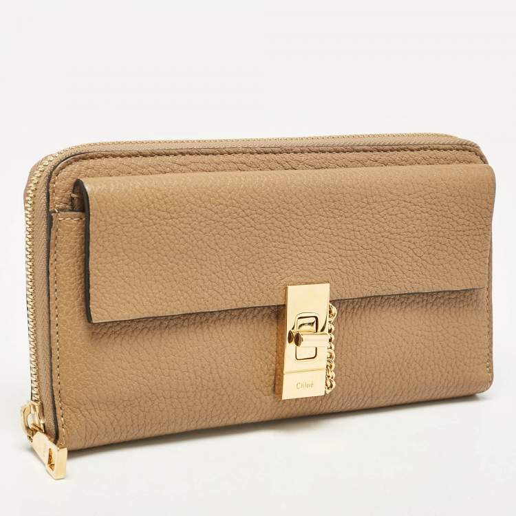 Pre Owned Chloe Beige Leather Drew Continental Wallet