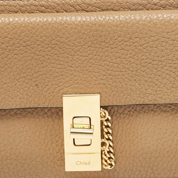 Pre Owned Chloe Beige Leather Drew Continental Wallet