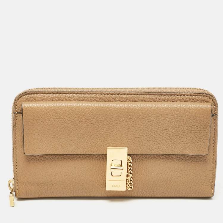 Pre Owned Chloe Beige Leather Drew Continental Wallet