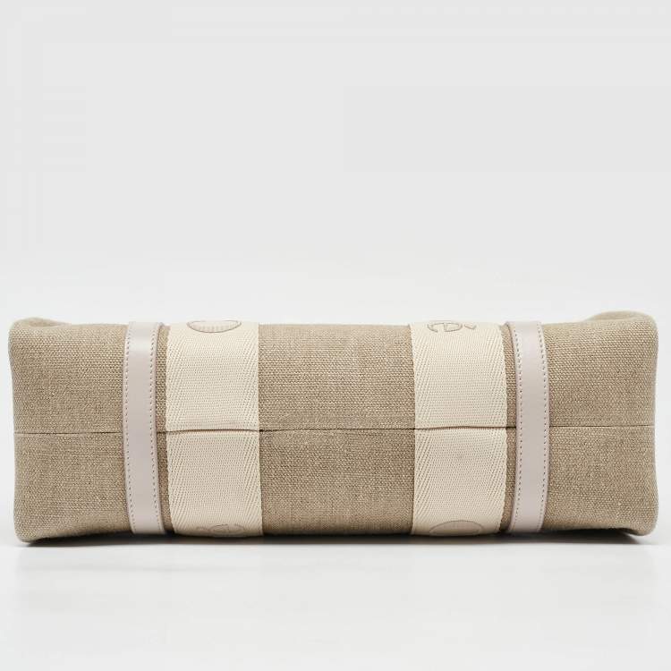 Pre Owned Chloe Beige/Cream Canvas and Leather Medium Woody Tote