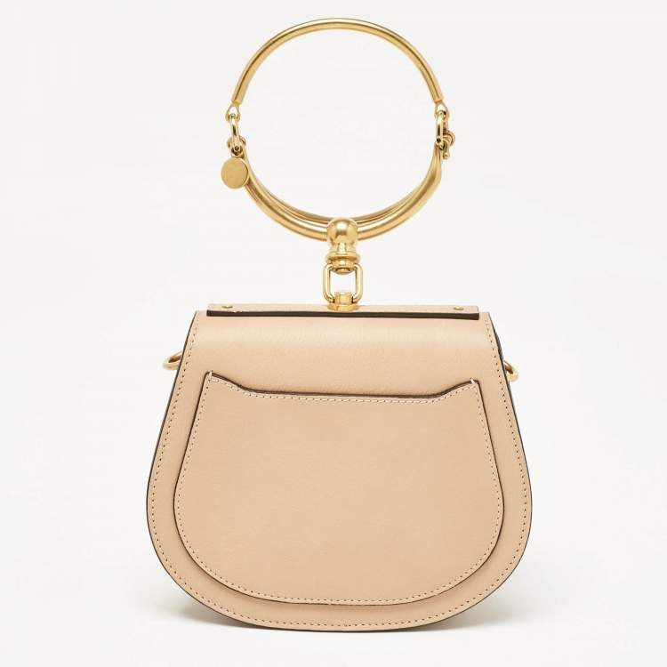 Pre Owned Chloe Beige Leather and Suede Small Nile Bracelet Shoulder Bag