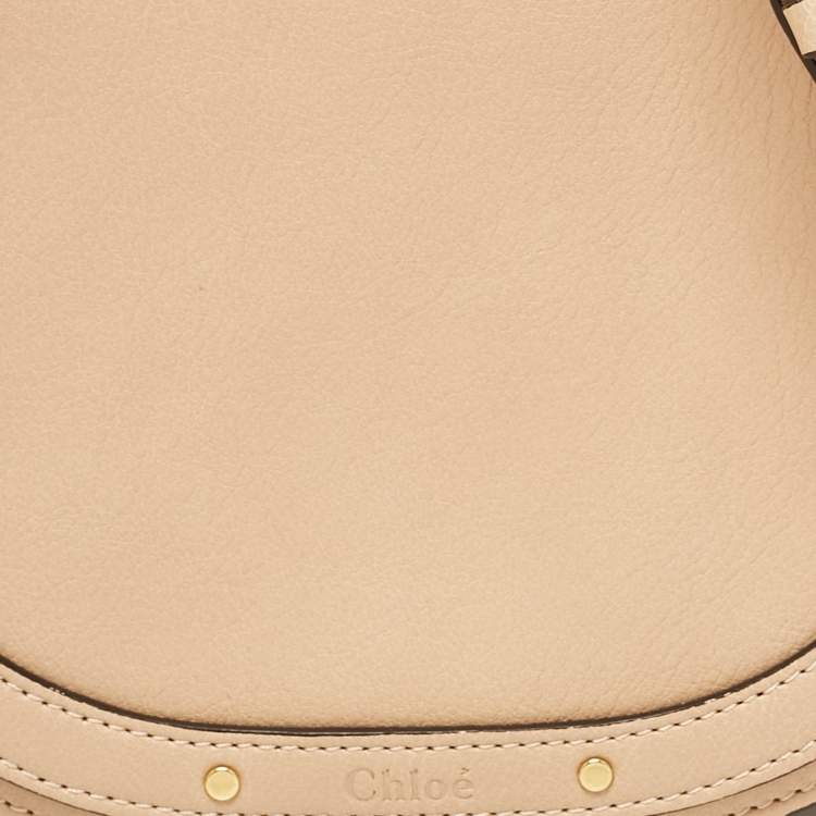Pre Owned Chloe Beige Leather and Suede Small Nile Bracelet Shoulder Bag
