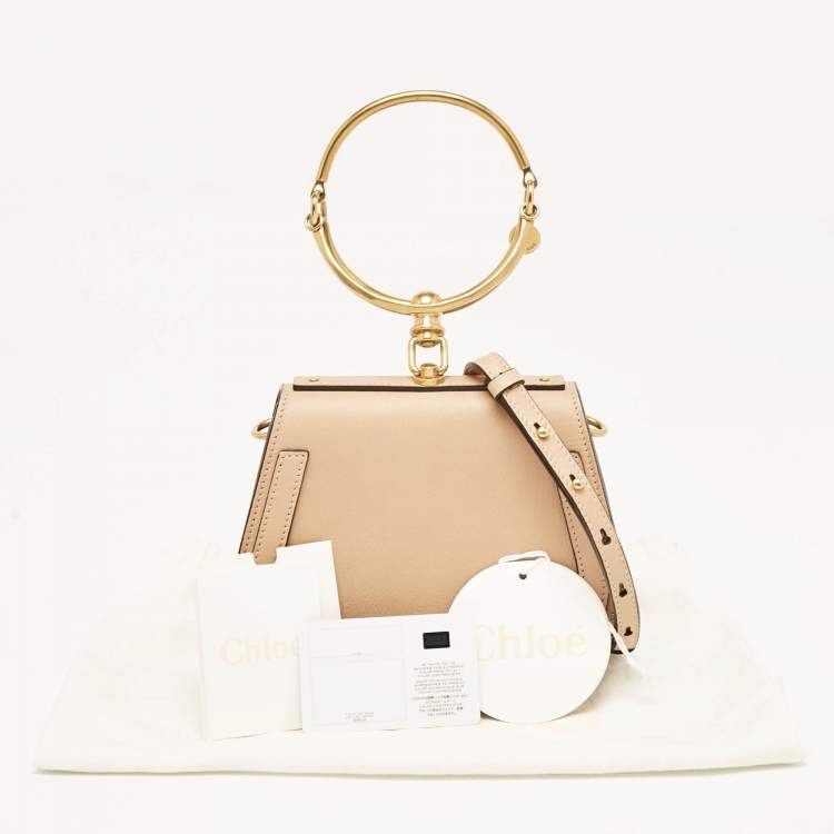 Pre Owned Chloe Beige Leather and Suede Small Nile Bracelet Shoulder Bag