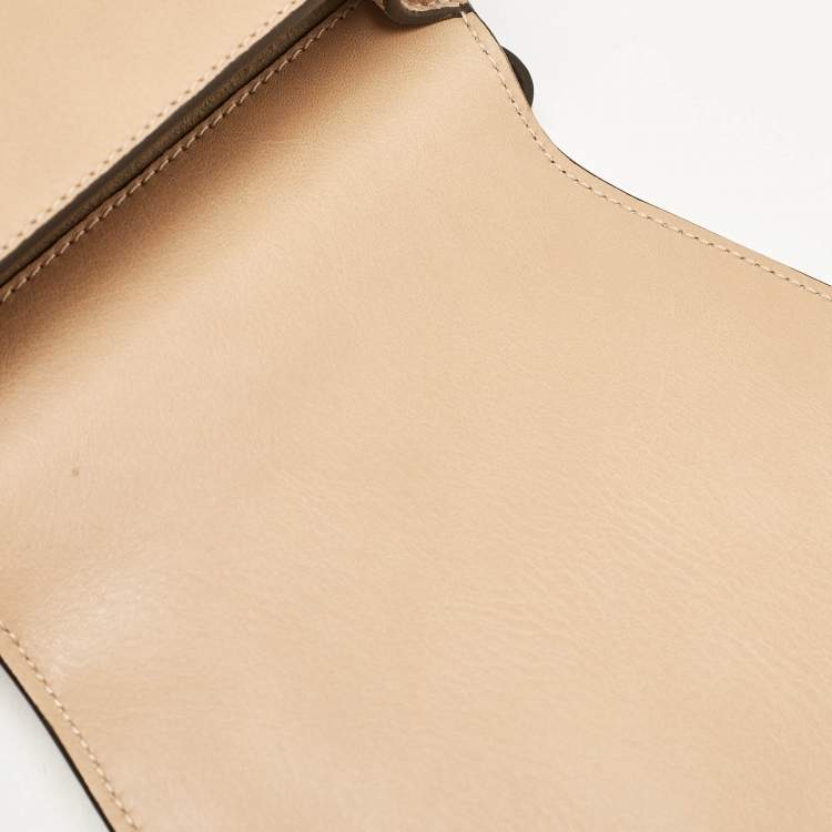 Pre Owned Chloe Beige Leather and Suede Small Nile Bracelet Shoulder Bag