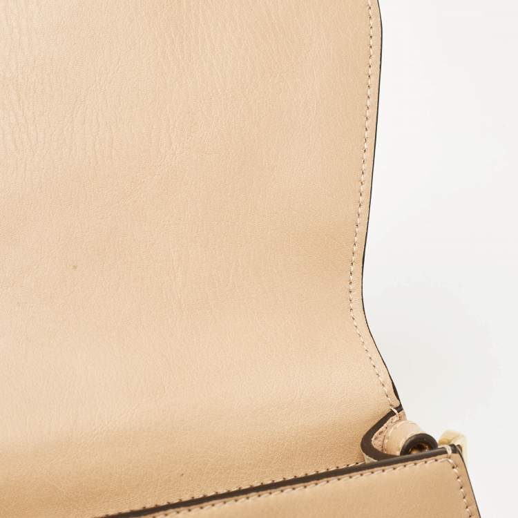 Pre Owned Chloe Beige Leather and Suede Small Nile Bracelet Shoulder Bag