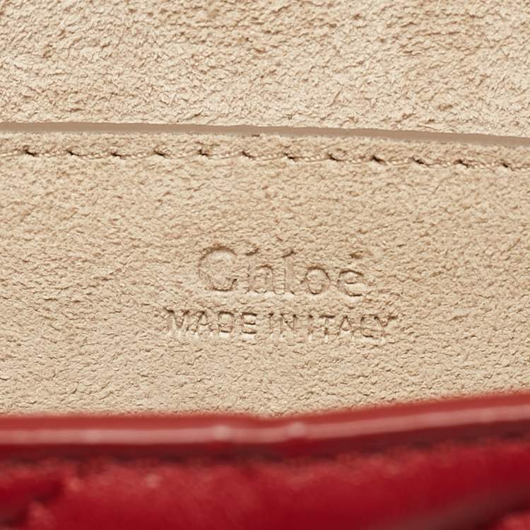 Pre Owned Chloé Red Matelassé Leather Mini Drew Chian Shoulder Bag