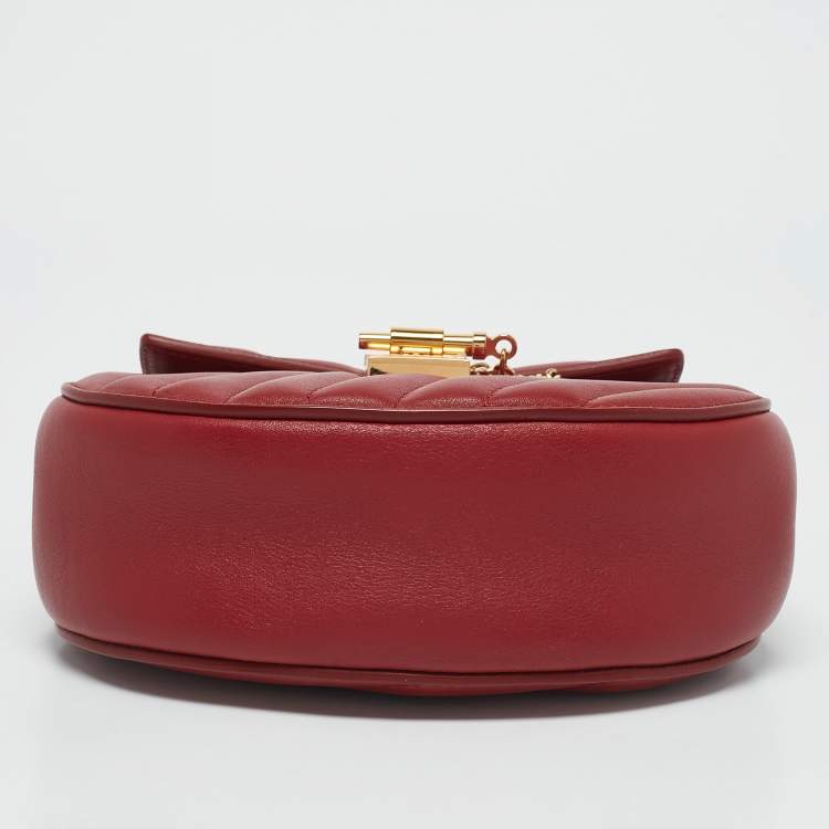 Pre Owned Chloé Red Matelassé Leather Mini Drew Chian Shoulder Bag