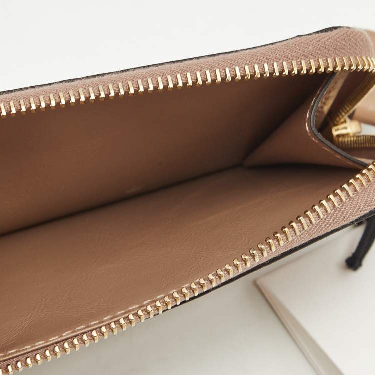 Pre Owned Chloé Beige Leather Alphabet Zip Card Holder