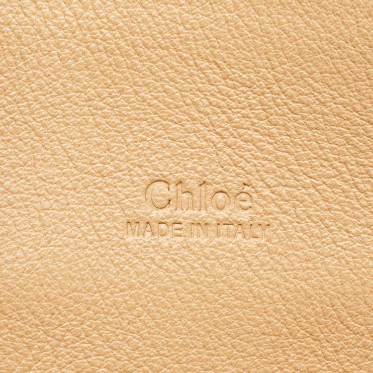 Pre Owned Chloe Cream/Tan Leather and Linen Fringe Edith Oversized Day Bag