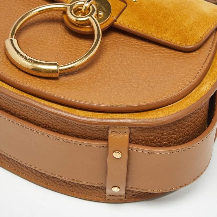 Pre Owned Chloé Brown/Tan Leather and Suede Small Tess Crossbody Bag