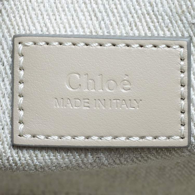 Pre Owned Chloe Beige Canvas and Leather Small Woody Tote