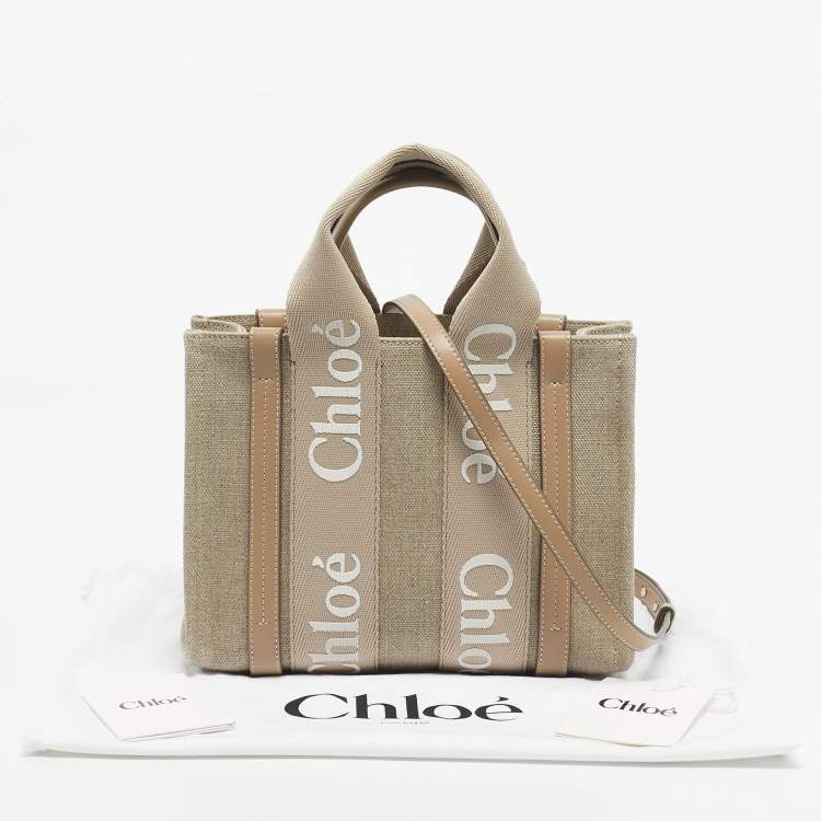 Pre Owned Chloe Beige Canvas and Leather Small Woody Tote