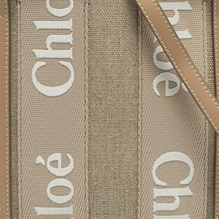 Pre Owned Chloe Beige Canvas and Leather Small Woody Tote