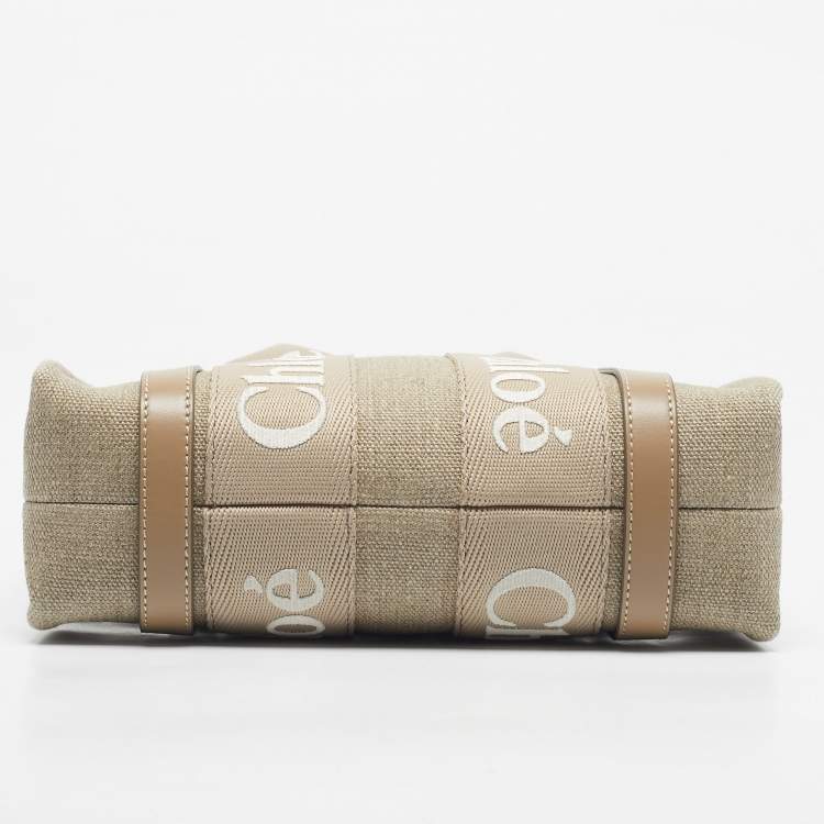Pre Owned Chloe Beige Canvas and Leather Small Woody Tote