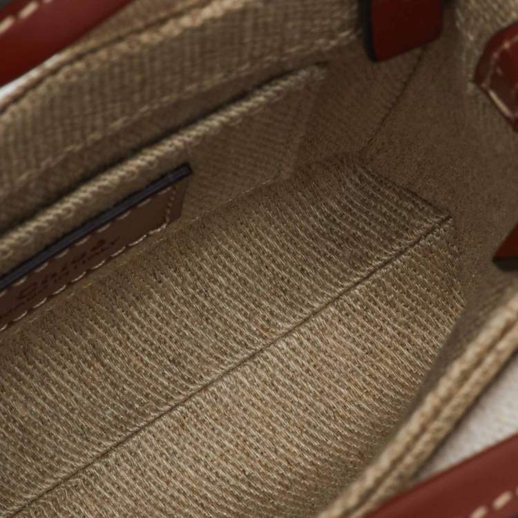 Pre Owned Chloe Beige/Brown Canvas and Leather Nano Woody Tote