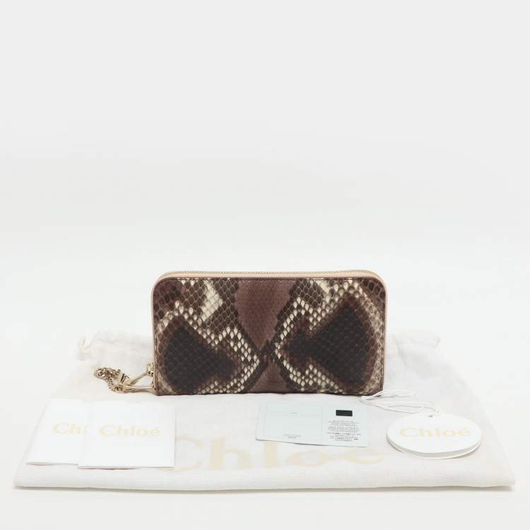 Pre Owned Chloe Wild Purple/Dark Burgundy Leather and Python Leather Zip Around