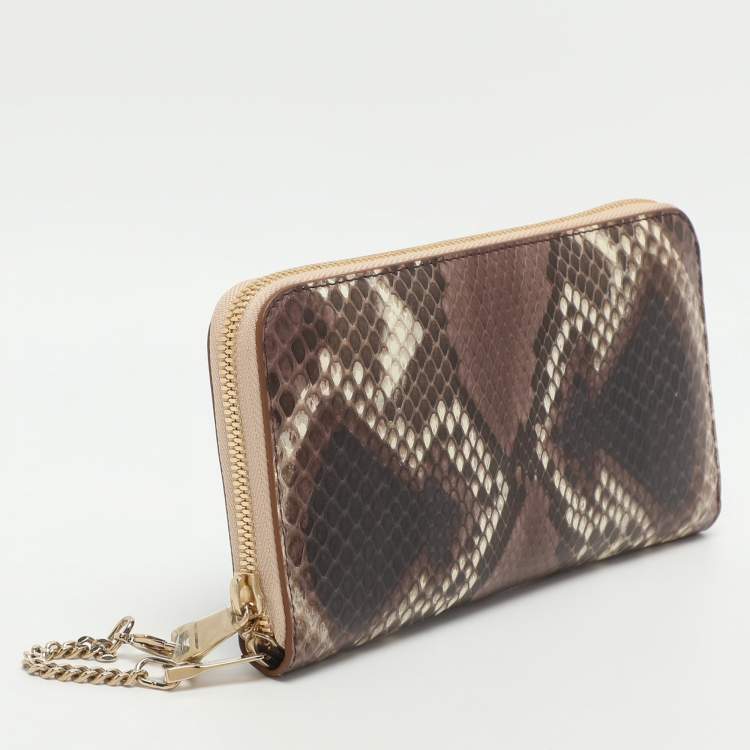 Pre Owned Chloe Wild Purple/Dark Burgundy Leather and Python Leather Zip Around