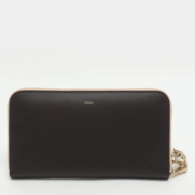 Pre Owned Chloe Wild Purple/Dark Burgundy Leather and Python Leather Zip Around