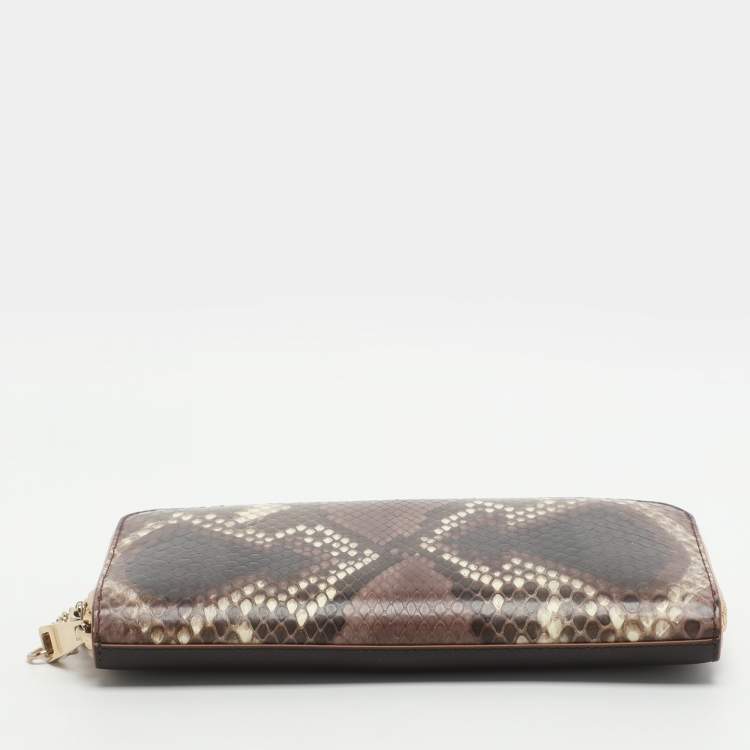 Pre Owned Chloe Wild Purple/Dark Burgundy Leather and Python Leather Zip Around