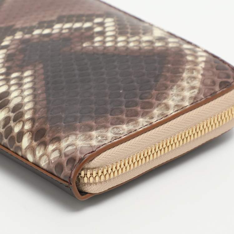 Pre Owned Chloe Wild Purple/Dark Burgundy Leather and Python Leather Zip Around