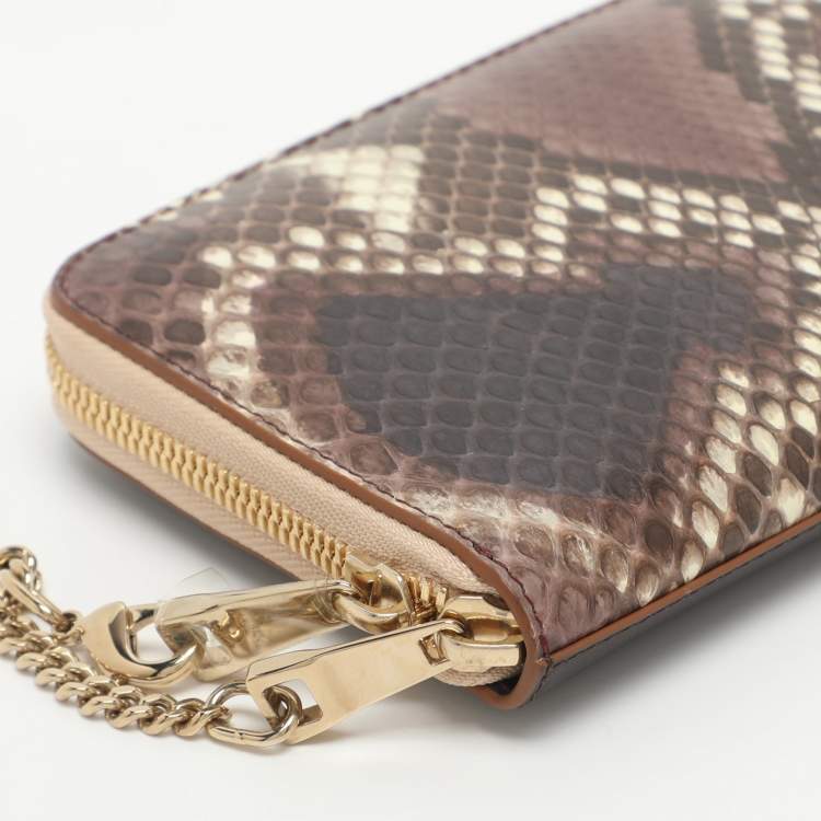 Pre Owned Chloe Wild Purple/Dark Burgundy Leather and Python Leather Zip Around