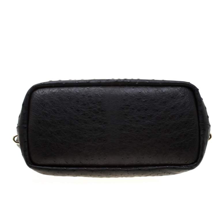 Pre Owned Chloe Black Ostrich Medium Baylee Tote 