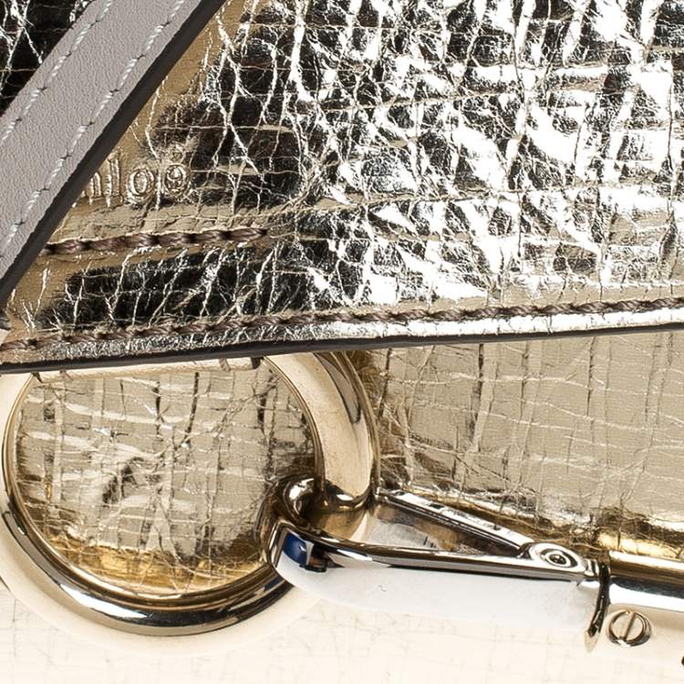 Pre Owned Chloe Metallic Gold Leather Mini Faye Crossbody Bag