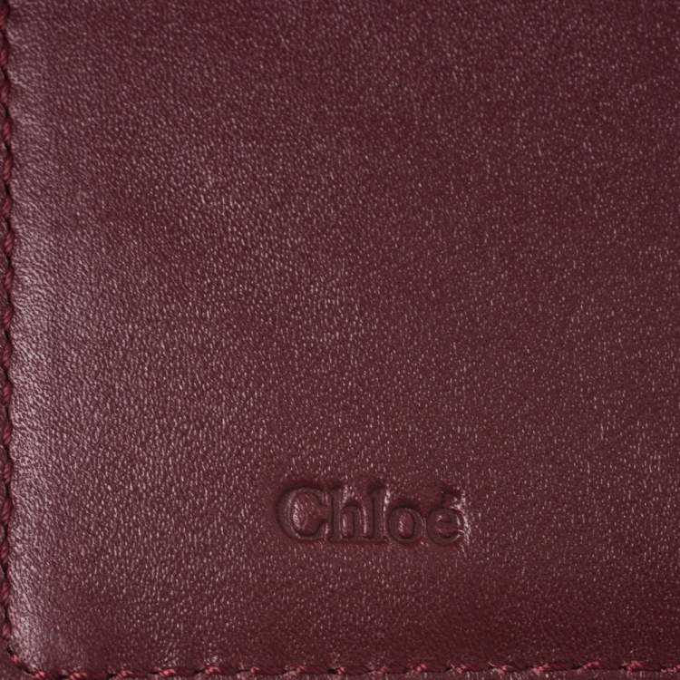 Pre Owned Chloe Burgundy Leather Small Georgia Multi Flap Wallet