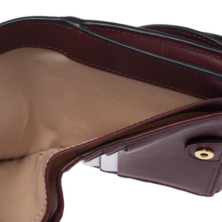 Pre Owned Chloe Burgundy Leather Small Georgia Multi Flap Wallet