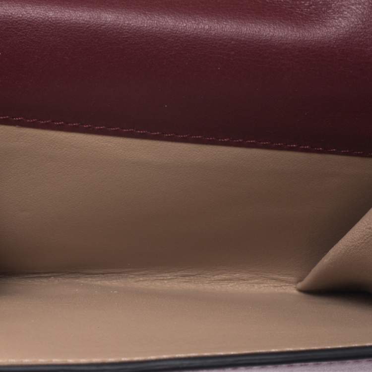 Pre Owned Chloe Burgundy Leather Small Georgia Multi Flap Wallet