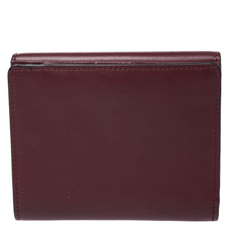 Pre Owned Chloe Burgundy Leather Small Georgia Multi Flap Wallet