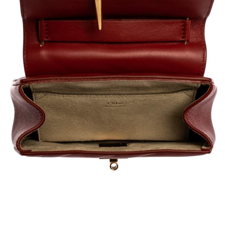 Pre Owned Chloe Red Quilted Leather Mini Drew Shoulder Bag