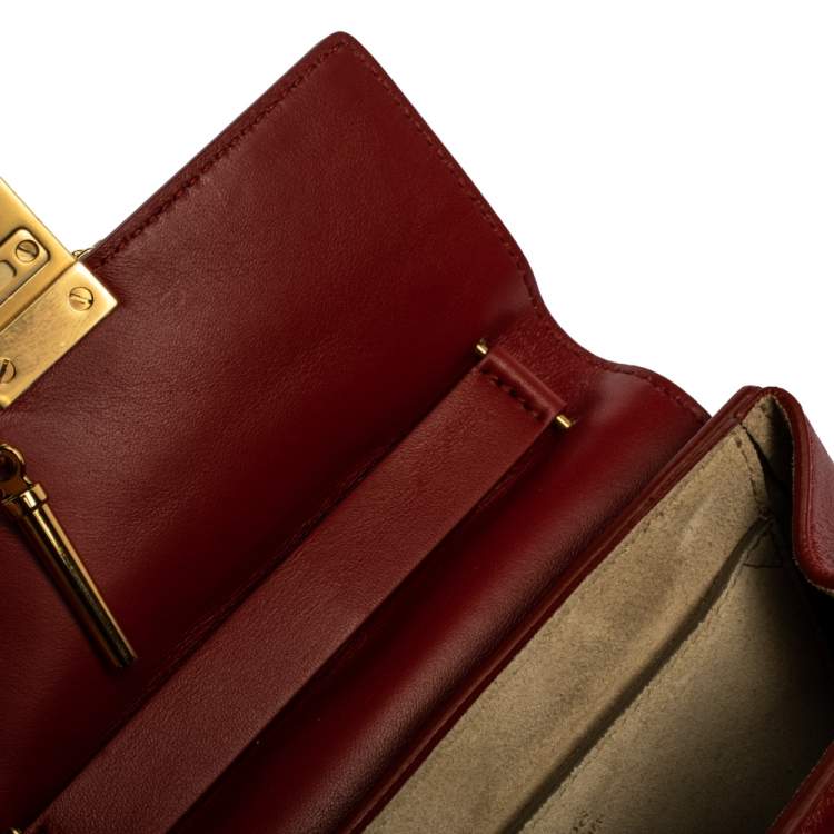 Pre Owned Chloe Red Quilted Leather Mini Drew Shoulder Bag