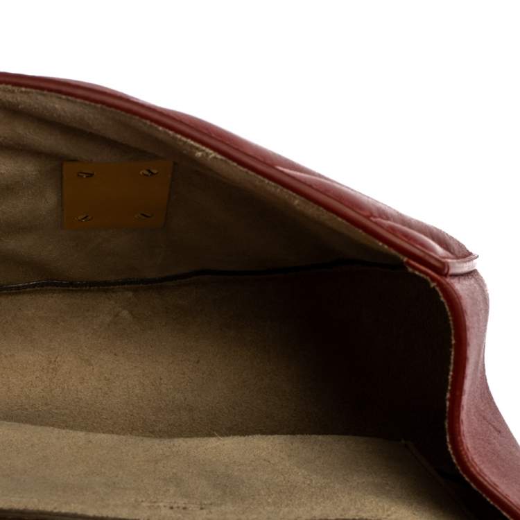 Pre Owned Chloe Red Quilted Leather Mini Drew Shoulder Bag